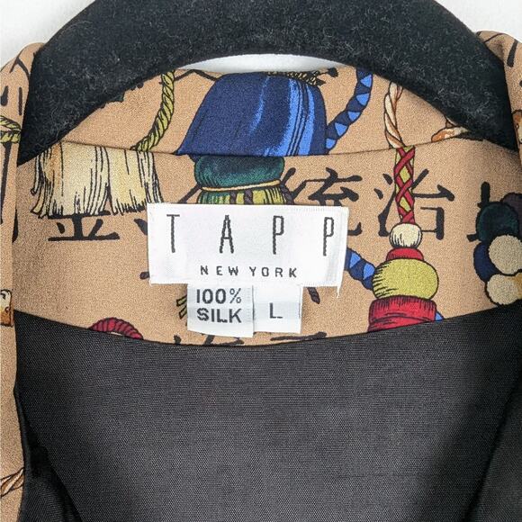 Vintage TAPP New York Silk Asian Inspired Novelty Tasseled Vest Size Large Artsy - Picture 5 of 8